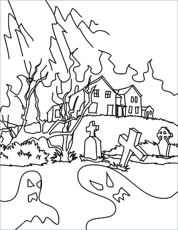 600x775 Halloween Coloring Pages Haunted House