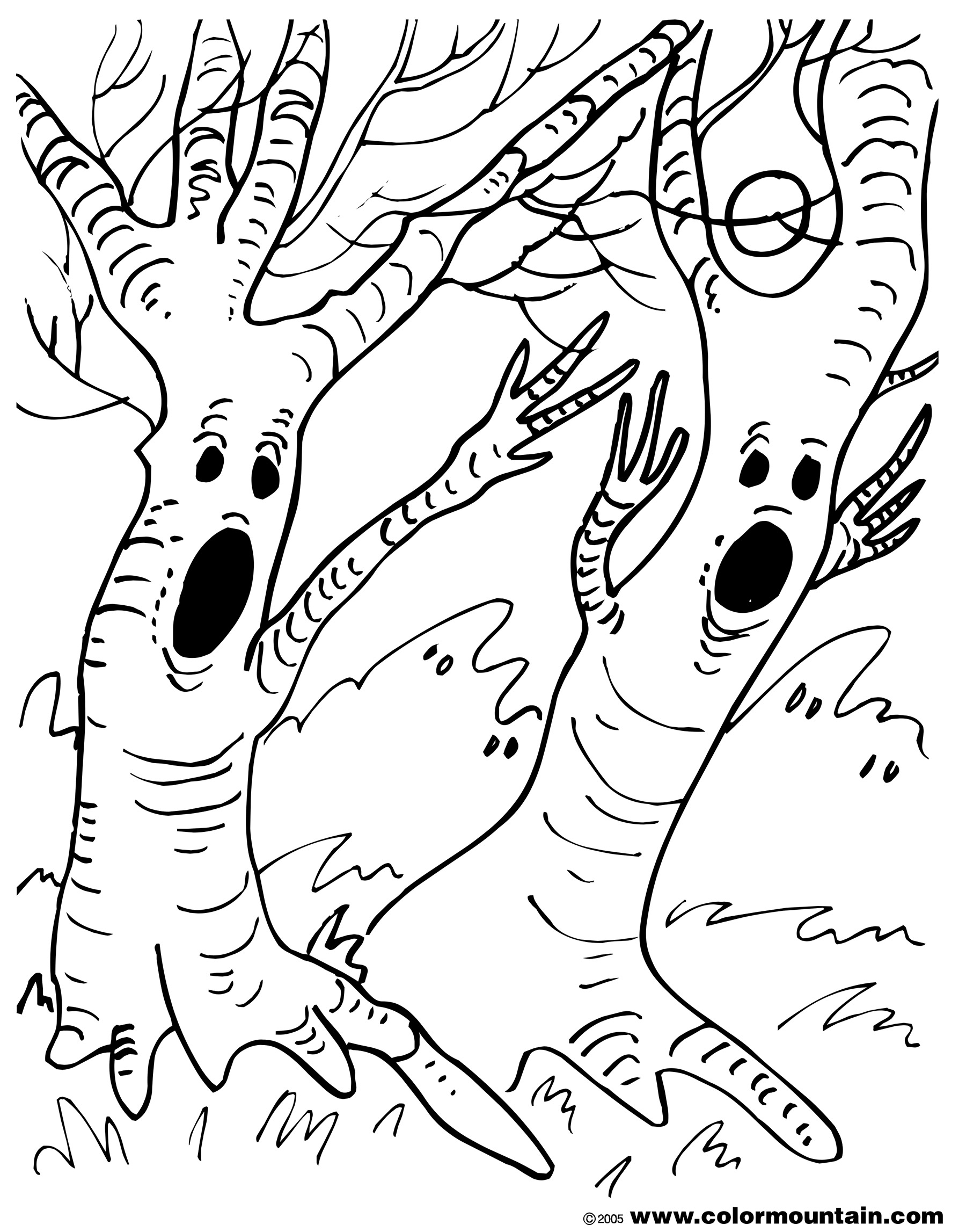 1800x2294 Spooky Tree Coloring Page