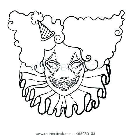 450x470 Free Clown Face Coloring Pages Spooky Scary Tree Page Very Scar