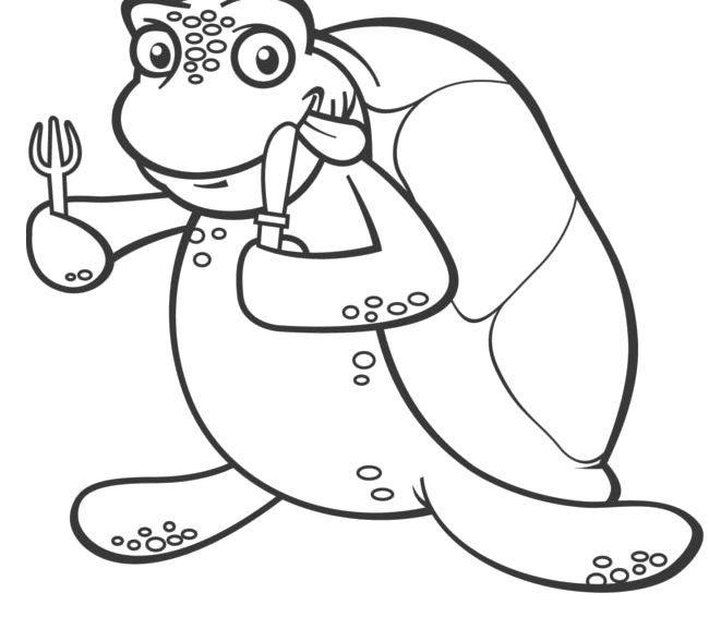 650x566 Turtle Carrying A Fork And Spoon Coloring Page Preschool