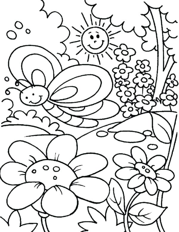 600x776 Kids Spring Coloring Pages For Springtime Coloring Pages