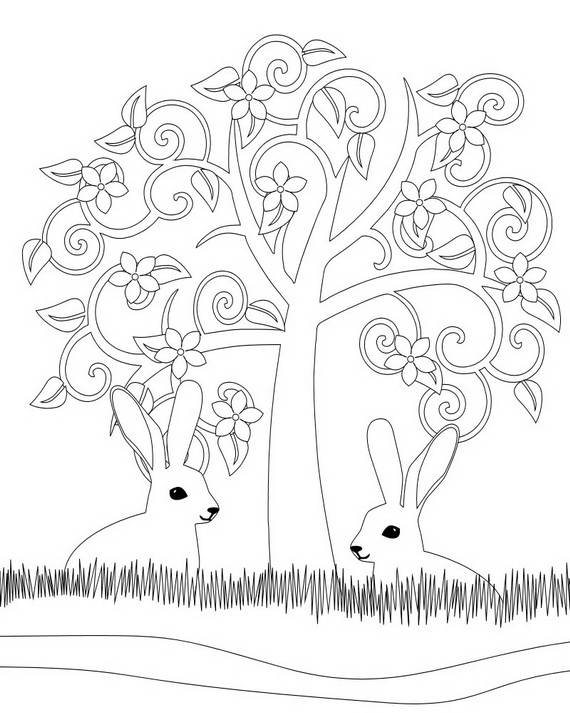 570x713 Unique Spring Easter Holiday Adult Coloring Pages Designs