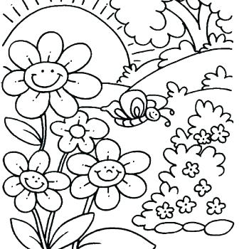 350x350 Coloring Pages With Flowers Spring Coloring Pictures For Adults