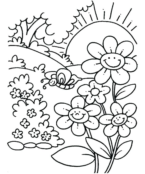 612x734 Spring Flowers Coloring Pages Icontent