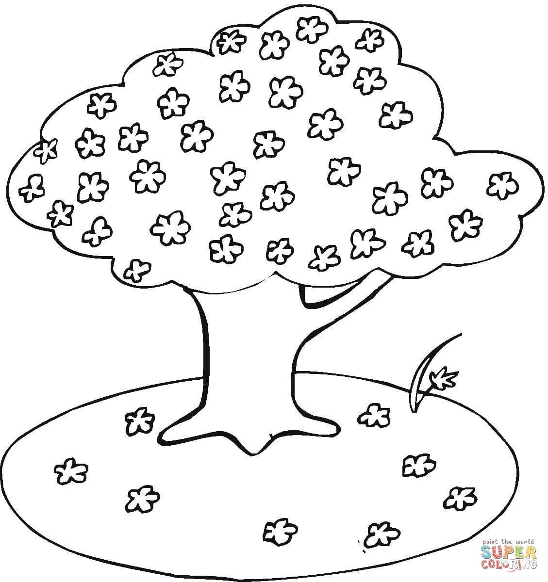1129x1200 Coloring Pages Of Spring Trees Blooming Cherry Tree Page Free