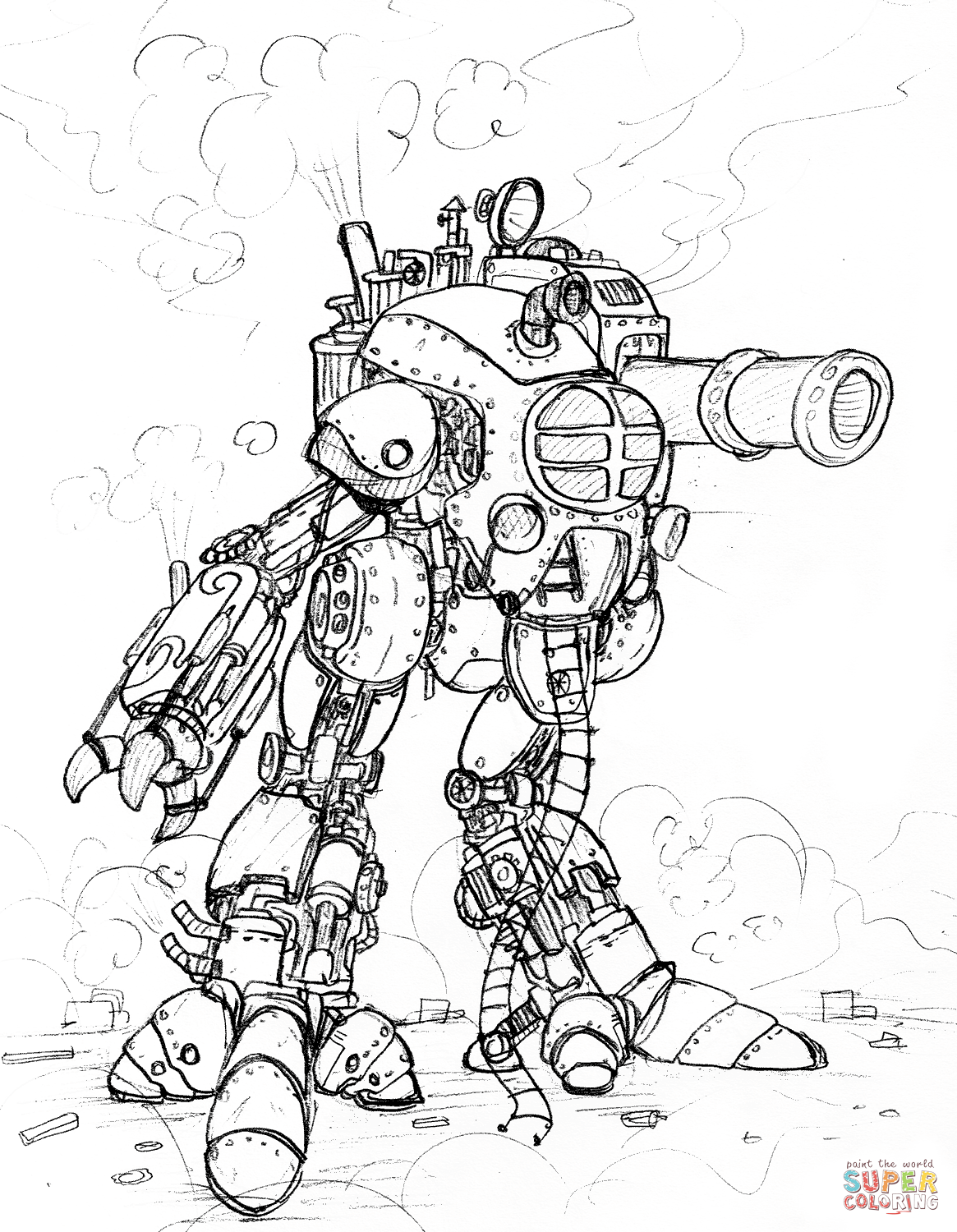 1165x1500 Strong Steampunk Gears Coloring Pages Giant Robot With A Big