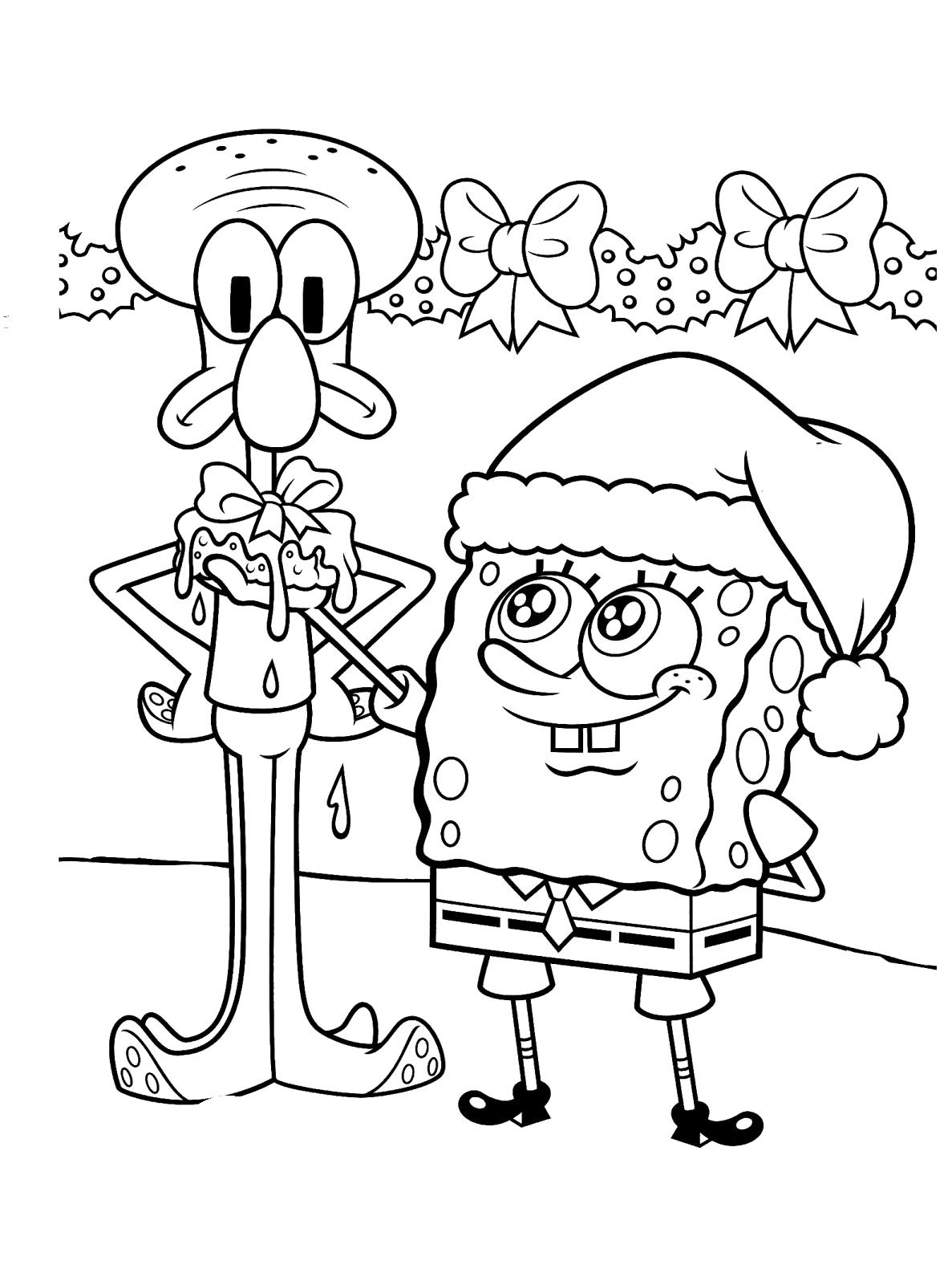 1187x1581 Spongebob And Squidward Take Charge Of Christmas Coloring Pages