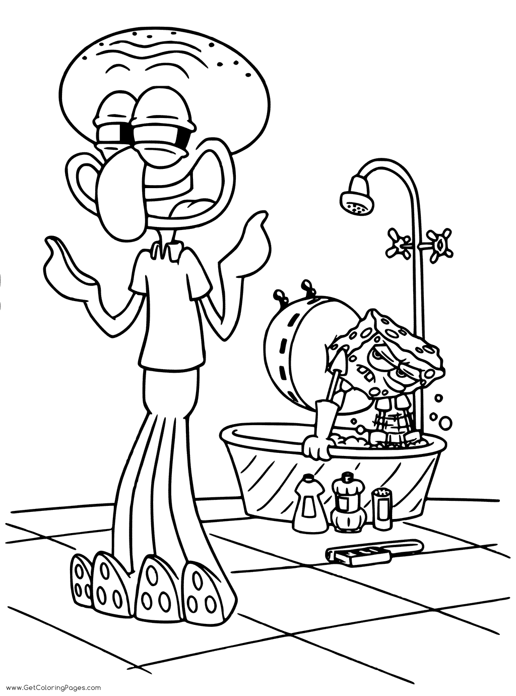 1024x1380 Spongebob And Squidward Coloring Pages