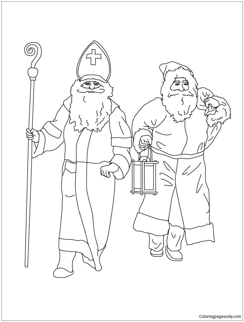 834x1100 Zwarte Piet And St Nicholas Coloring Page Free Printable Also