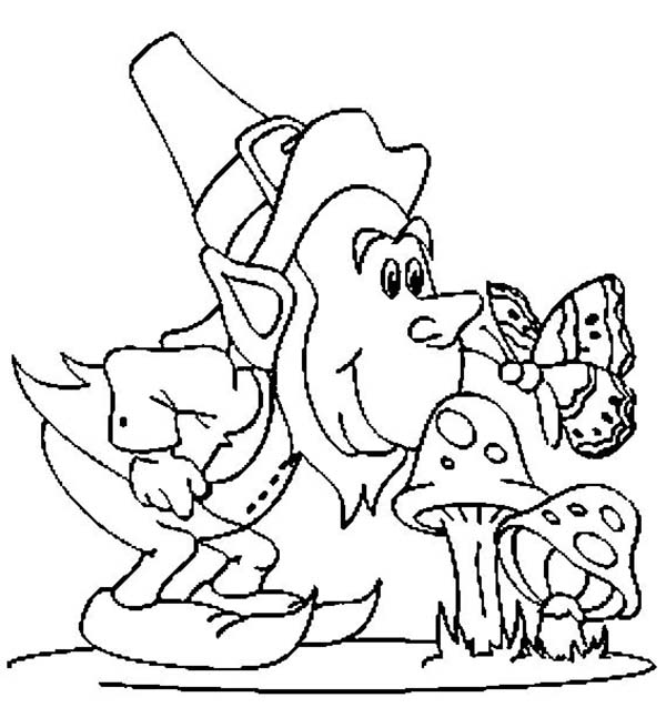 600x656 Leprechaun Smell Out The Mushroom On St Patricks Day Coloring Page
