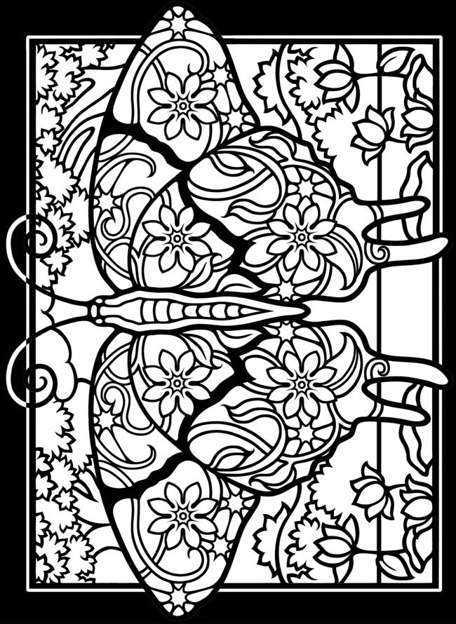 650x890 Free Printable Stained Glass Coloring Pages For Adults