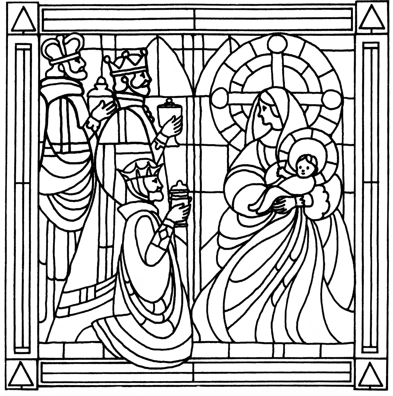 1586x1600 Stained Glass Coloring Pages For Christmas