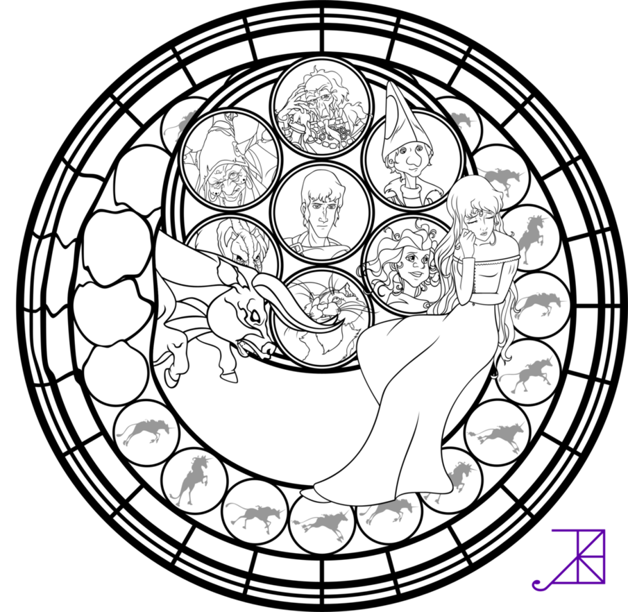 905x882 Amalthea Stained Glass Coloring Page
