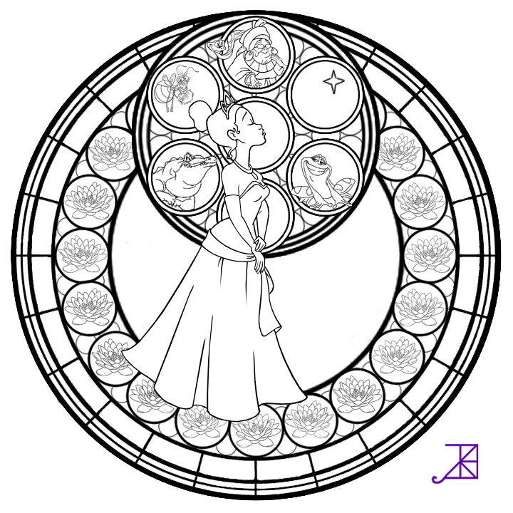 720x720 Tiana Stained Glass Line Art