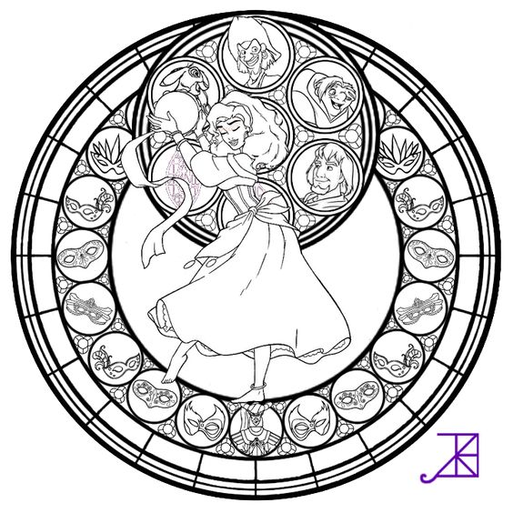 564x564 Disney Stained Glass Coloring Pages