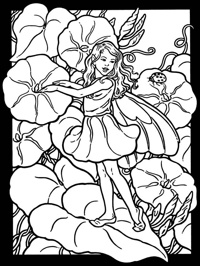 650x867 Garden Fairies Stained Glass Coloring Book Flower Fairies