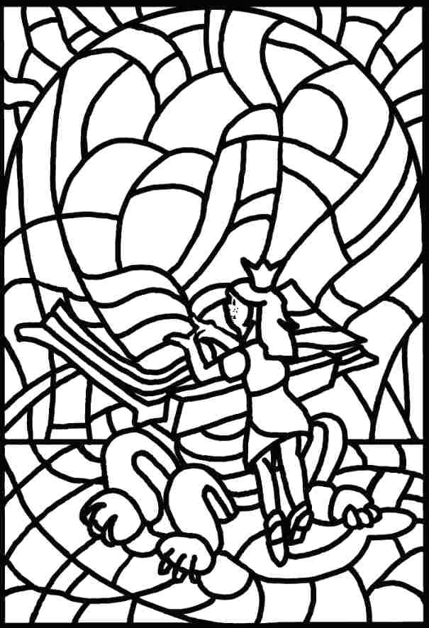 605x886 Outstanding Free Stained Glass Coloring Pages Color Glass Para
