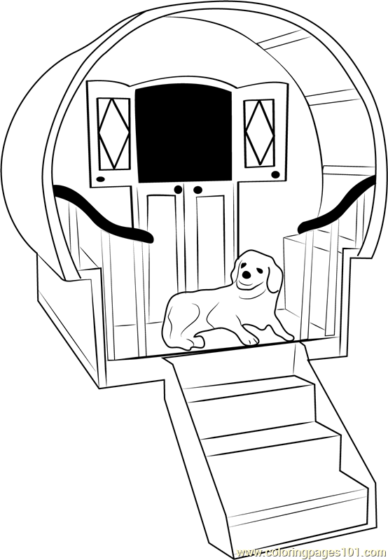 554x800 Dog House With Stairs Coloring Page