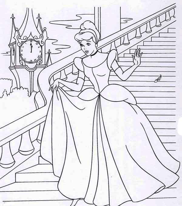 600x678 Princess Walking Down The Stairs Princesses Coloring Pages Batch