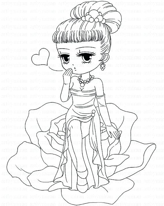 570x713 Cute Girl Coloring Pages Valentine Tal Stamp Cute Girl Coloring