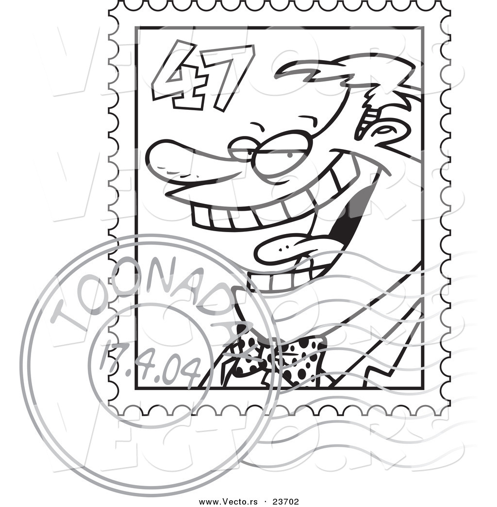 1024x1044 Vector Of A Cartoon Postmarked Stamp