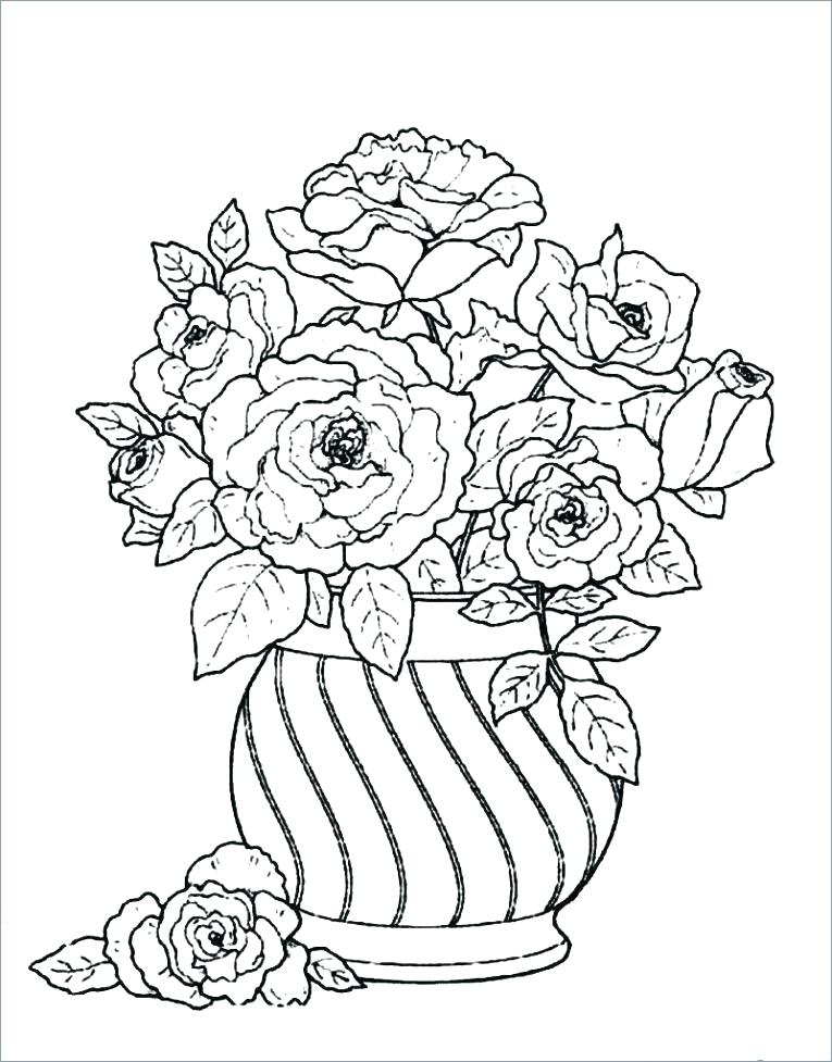 765x977 Coloring Coloring Page Of Flowers Flower Vase Pages Stamp