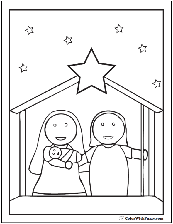 590x762 Preschool Nativity Scene Coloring Page