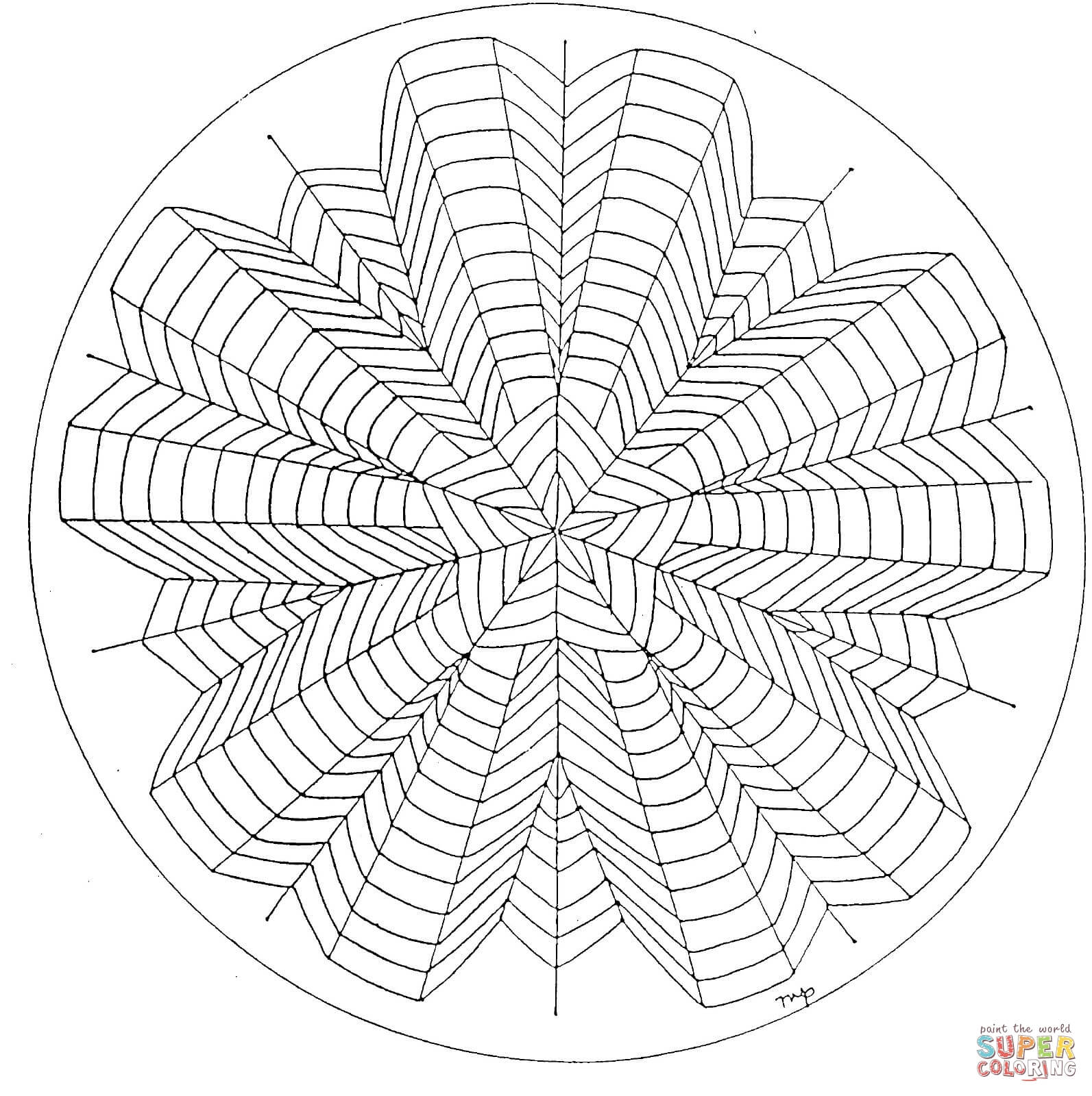 1593x1600 Fresh Point Star Mandala Coloring Page