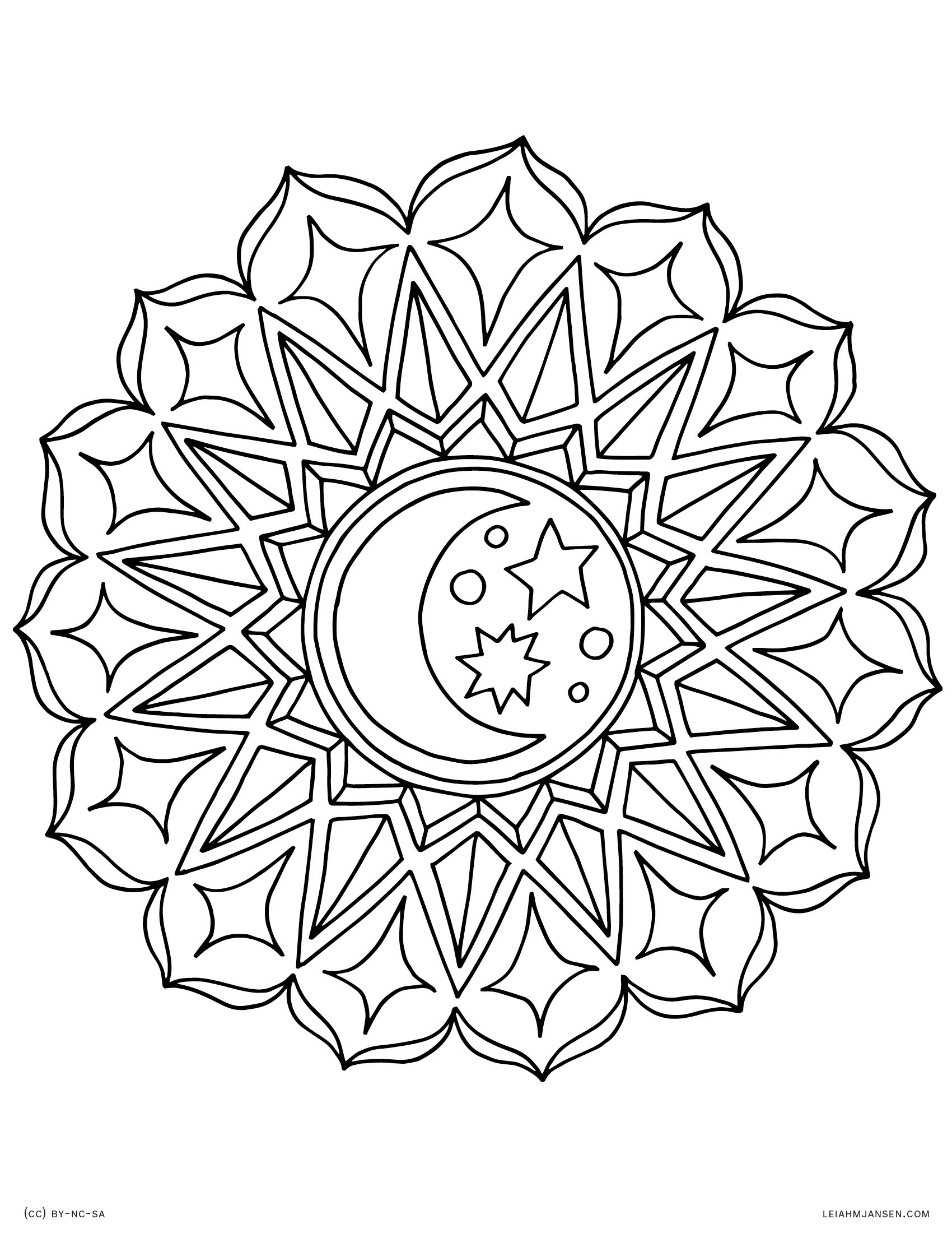 1700x2200 Star Mandala Coloring Pages