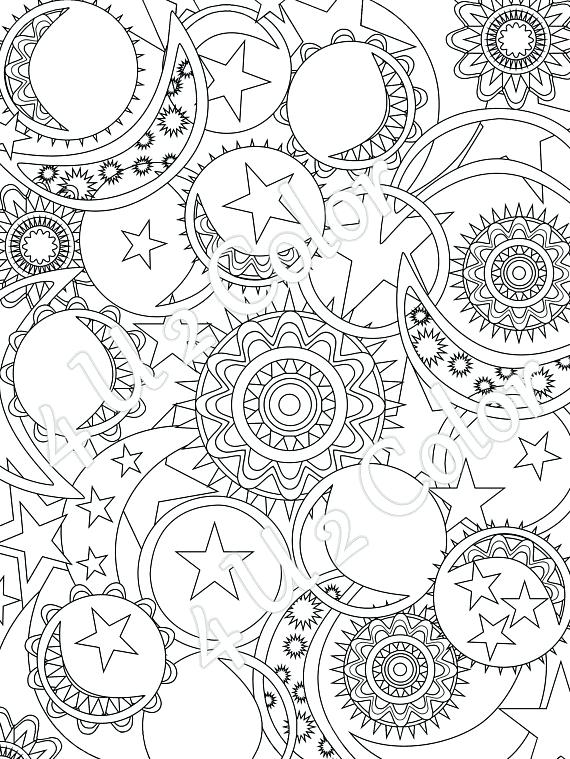 570x759 Moon And Stars Coloring Pages
