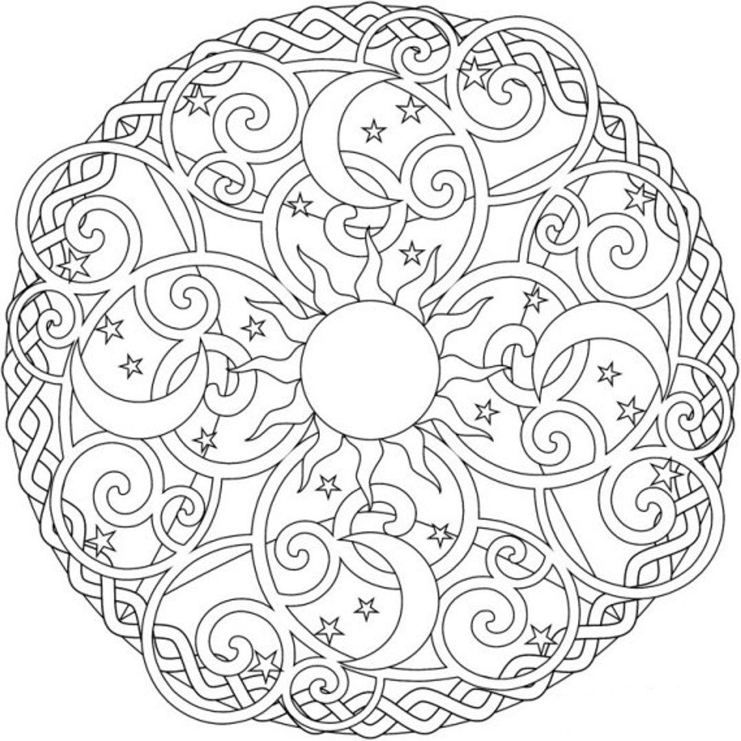 1077x1077 Download And Print Sun Moon And Stars Mandala Coloring Pages