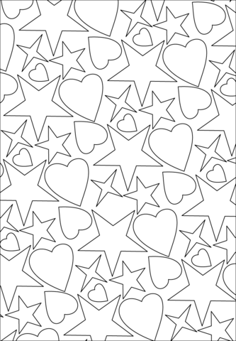 333x480 Hearts And Stars Pattern Coloring Page From Hearts Category