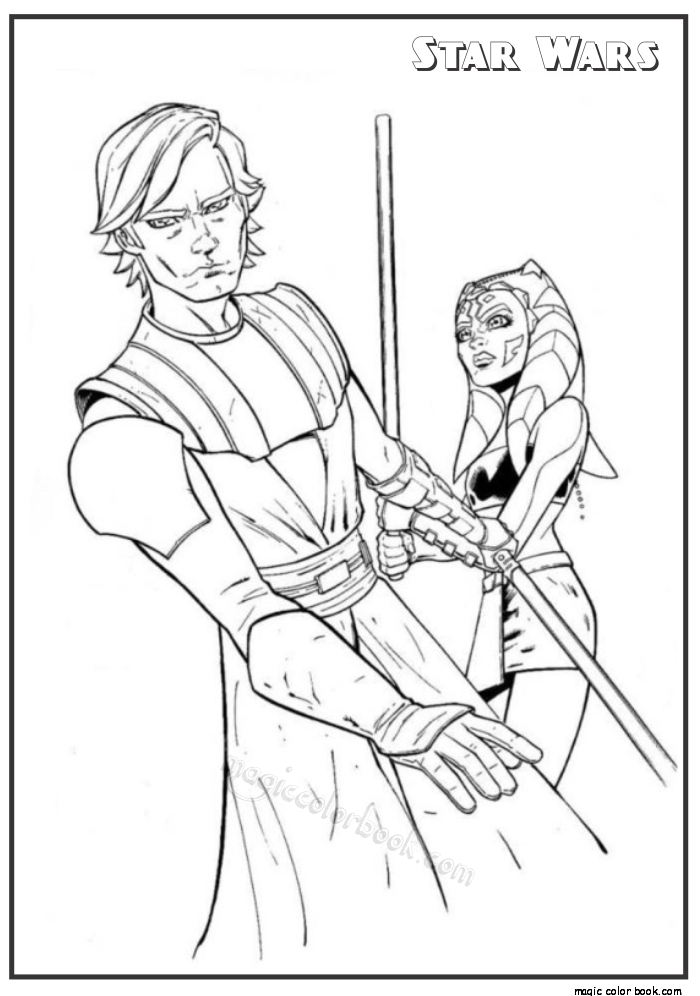 700x996 Ahsoka And Anakin Star Wars Coloring Page