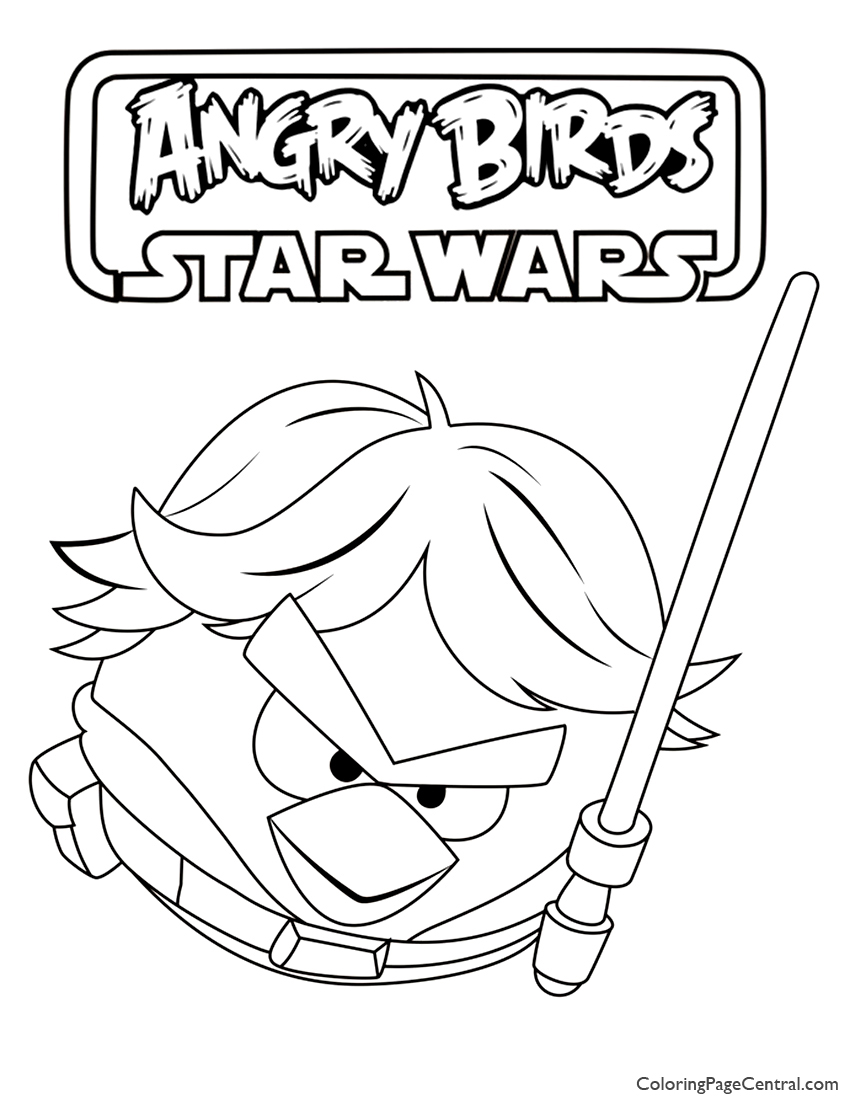 850x1100 Angry Birds Star Wars Luke Skywalker Coloring Page Coloring