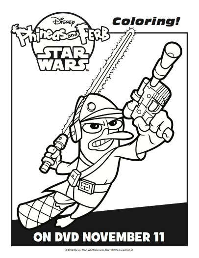 406x525 Phineas And Ferb Star Wars Coloring Pages