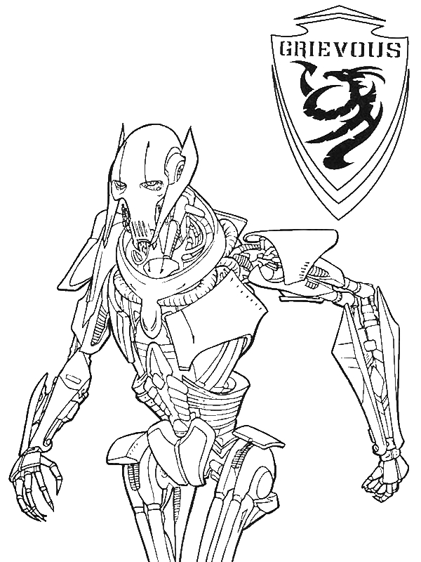 600x800 General Grievous From Star Wars Coloring Page