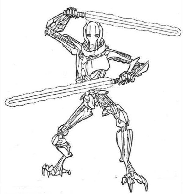 600x638 Star Wars Coloring Pages General Grievous