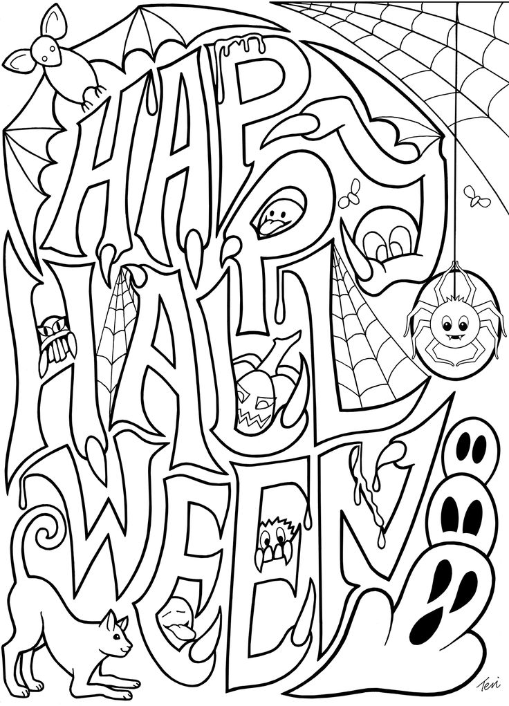 736x1021 Printable Coloring Pages Halloween For Adults