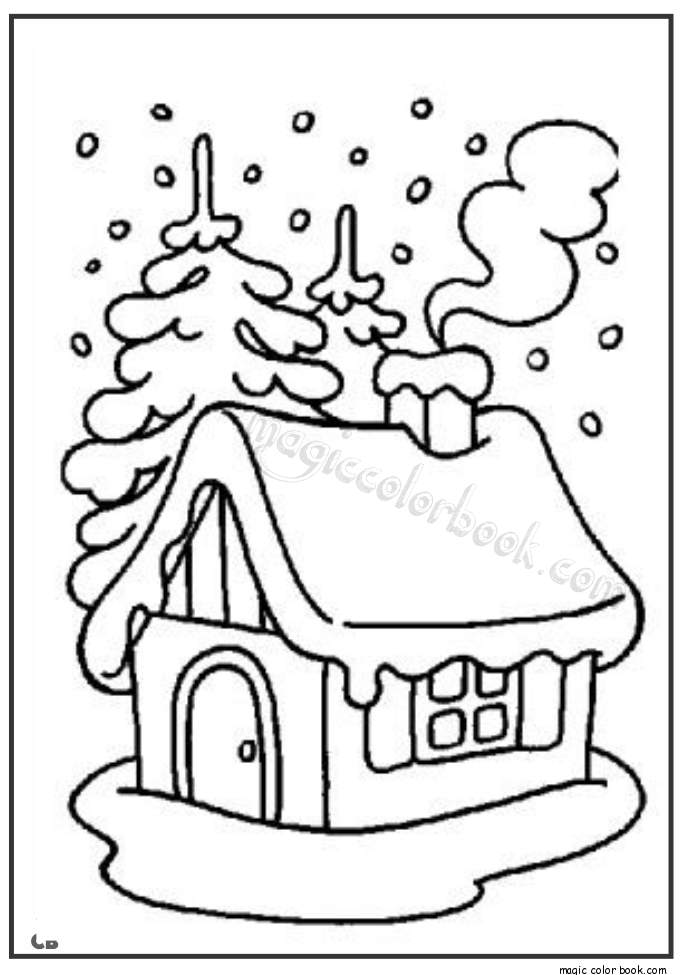 685x975 Winter House Coloring Page