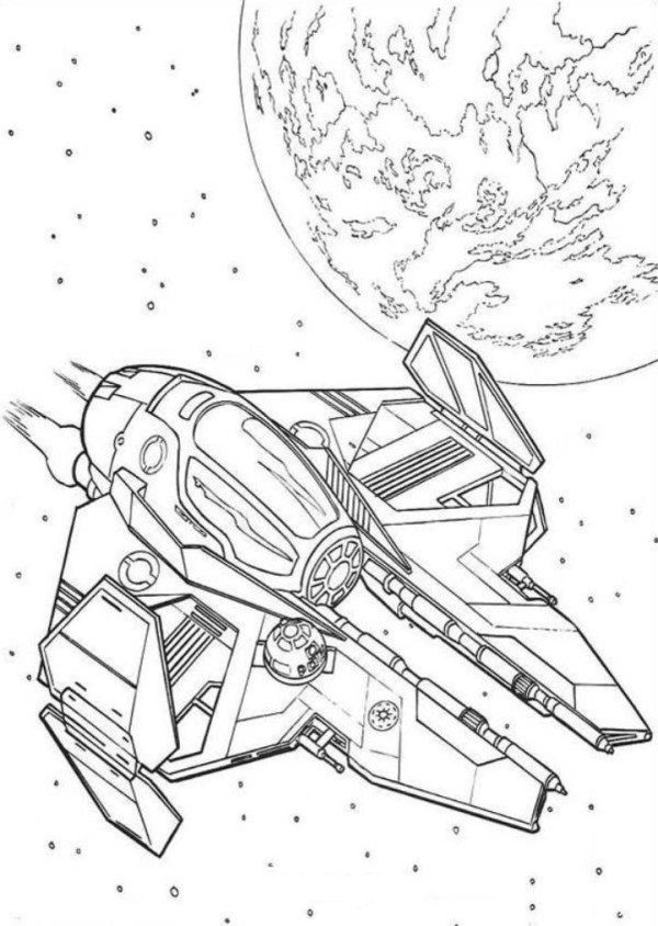 600x844 Obi Wan Kenobi Spaceship Star Wars Coloring Pages