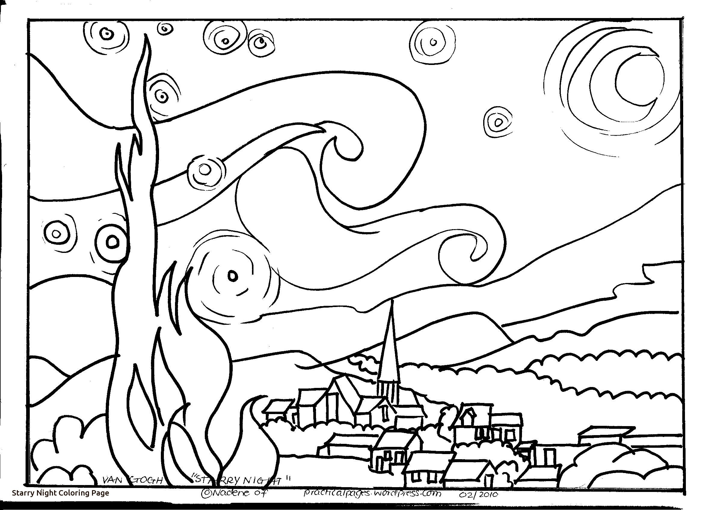 2338x1696 Starry Night Coloring Page