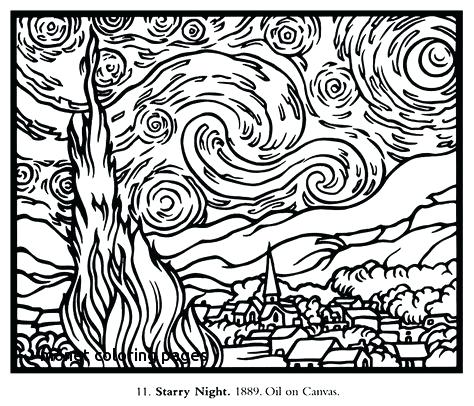 474x406 Van Gogh Starry Night Coloring Page