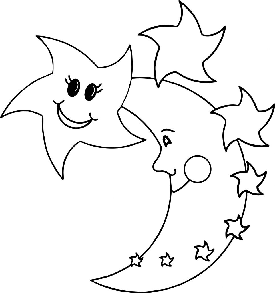 963x1024 Moon Coloring Page Free Stars And Pages Printable Kids Stock