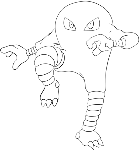 447x480 Hitmonlee Coloring Page
