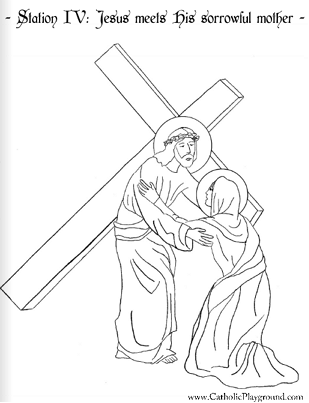309x403 Coloring Page For The Fourth Station Of The Cross Jesus Meets His
