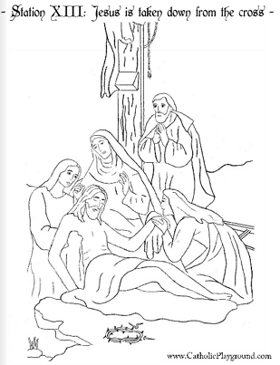 309x403 Coloring Page For The Thirteenth Station Of The Cross Jesus Is