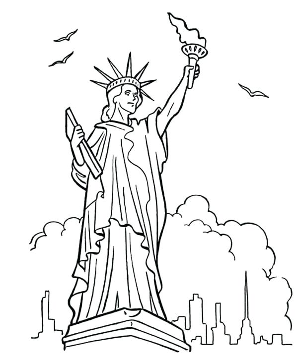 600x734 Statue Of Liberty Coloring Page Coloring Pages Statue Of Liberty