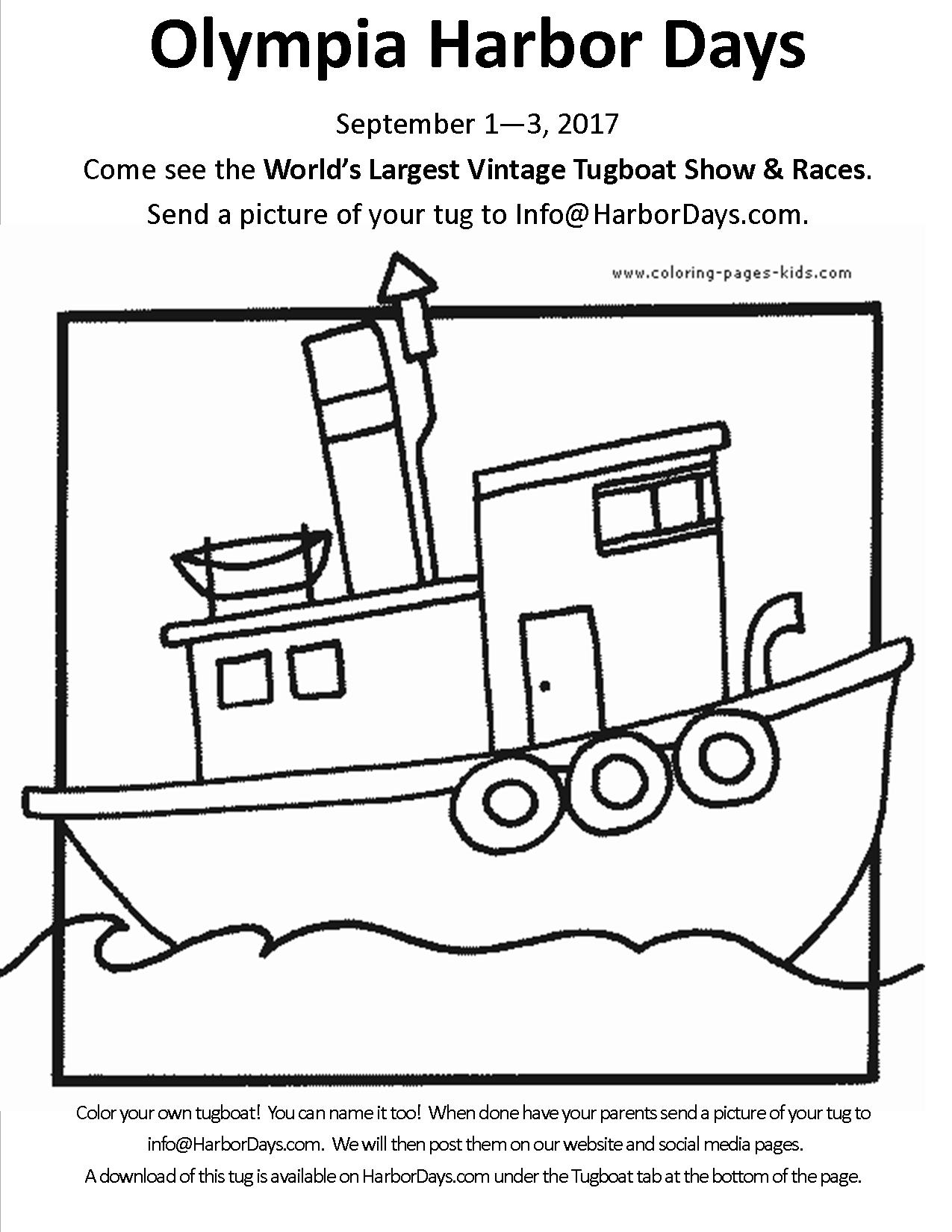1275x1650 Tugboat Coloring Page