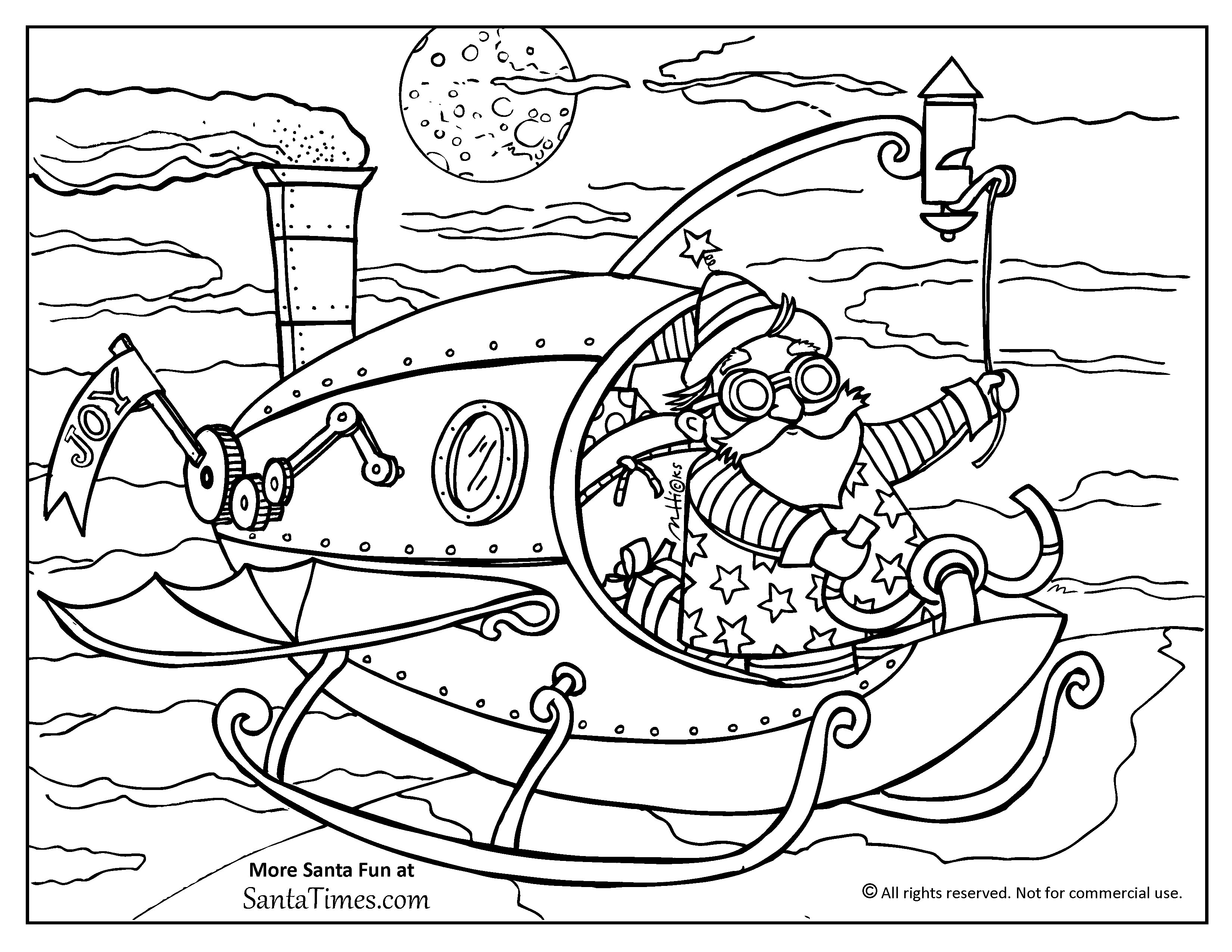 3300x2550 Steampunk Santa Coloring Page