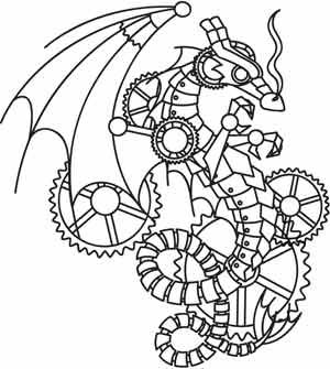 300x335 Best Steampunk Coloring Art Print Pages Colouring For Adults